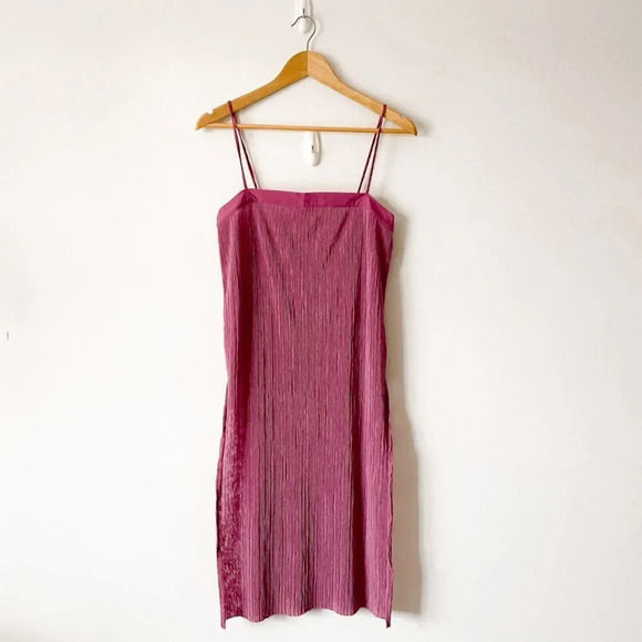 Zara Pleated Tunic Dress Slit Side Pink Size  Small - Picture 3 of 8